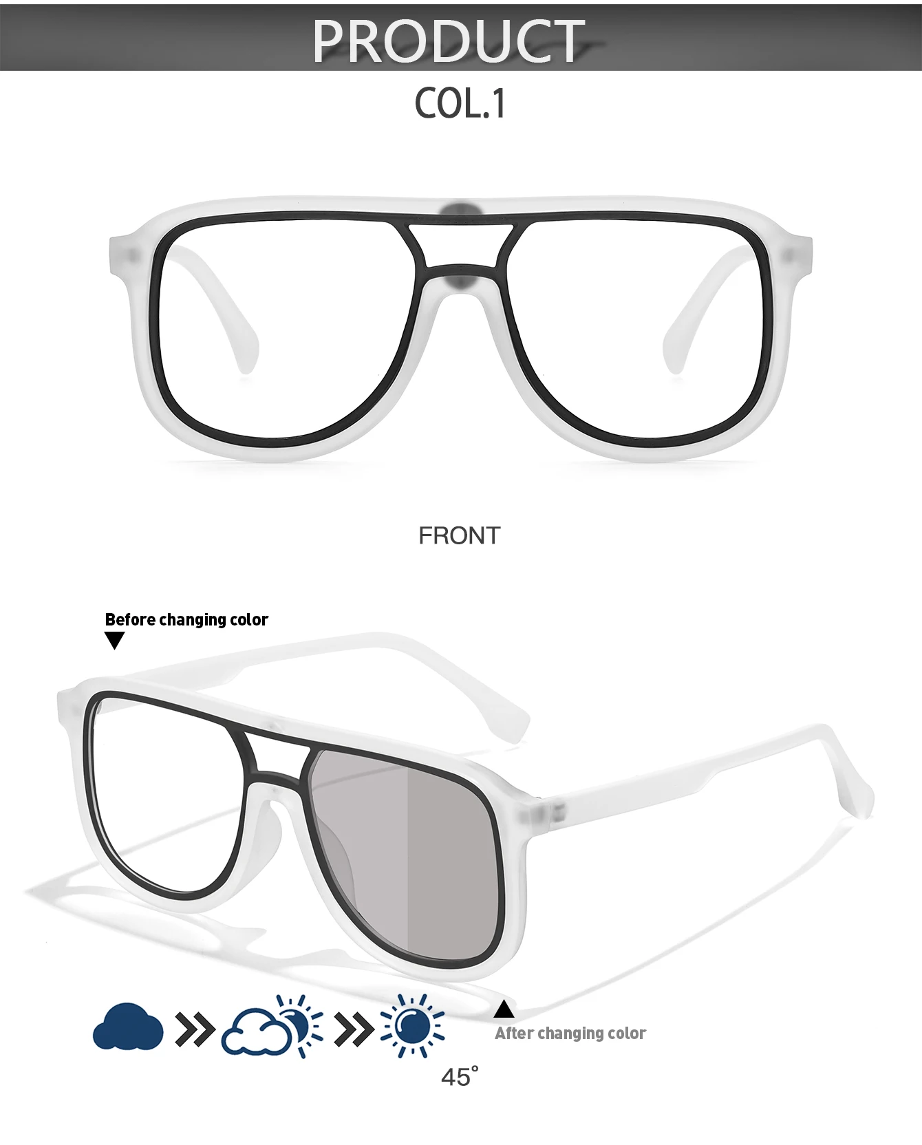 Farbige photochrome Sonnenbrille mit quadratischem Rahmen für Damen und Herren, UV400-Schutz für Sonne, Strand, Angeln, Wandern, Laufen, Radfahren – Detail 4