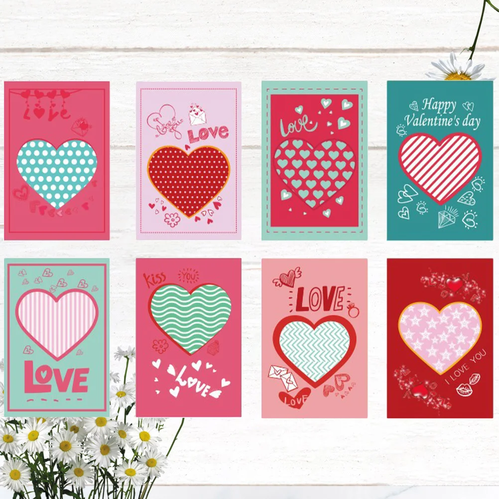 

8 шт. поздравительные открытки в форме сердца, бумага премиум-класса, экологически чистая для Дня святого Валентина, юбилея, пригласительная открытка, подарочная печать, декор
