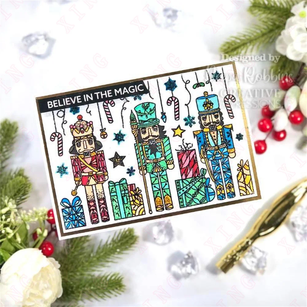 New Arrival Clear Silicone Stamps Scrapbook Paper Decoration Embossing Template Diy Handmade Reusable Nutcracker Trio Craft Mold