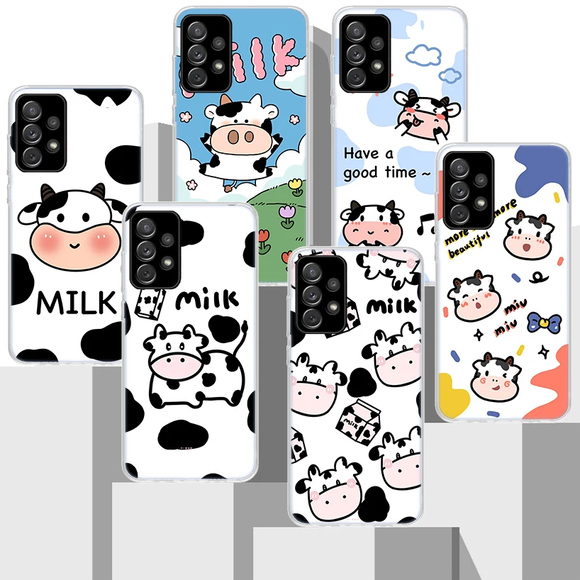 Dairy Cattle Cow Speckle Cute Phone Case For Samsung Galaxy A14 A15 A13 A12 A54 A55 A53 A52 A34 A35 A33 A32 A24 A25 A23 A22 A04S