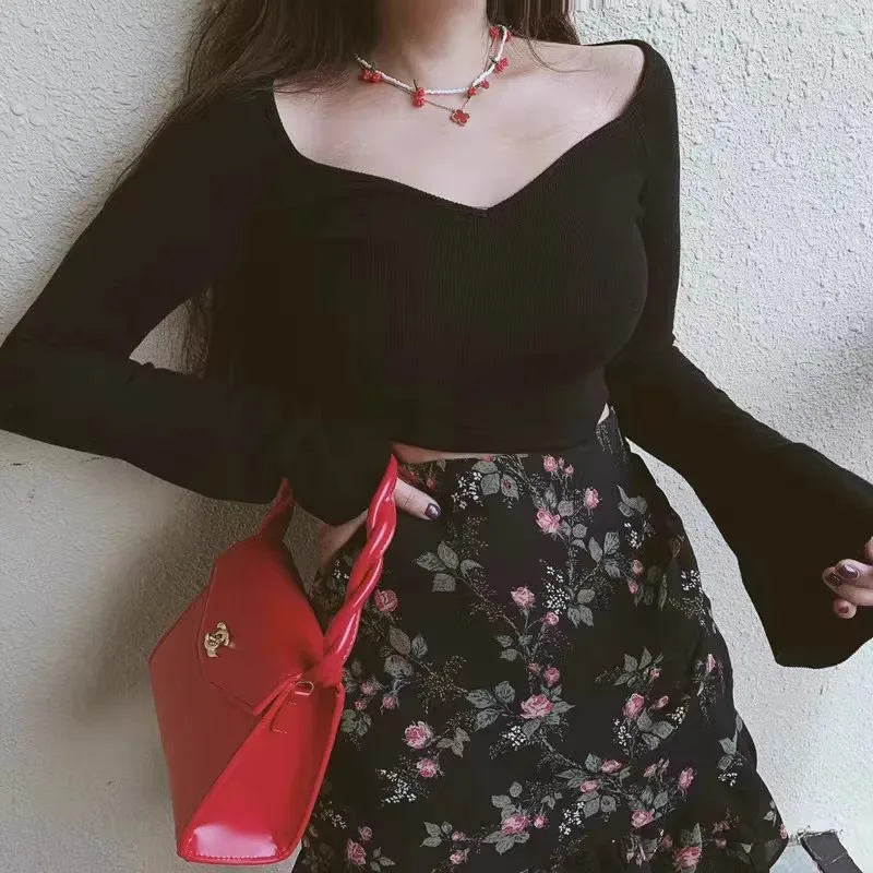 Französischer Vintage-Blumenrock mit Rüschen und Hoher Taille, Neuer Frühlings- und Sommer-Schlankheits-A-Linien-Fishtail-Minirock für Damen – Detail 8
