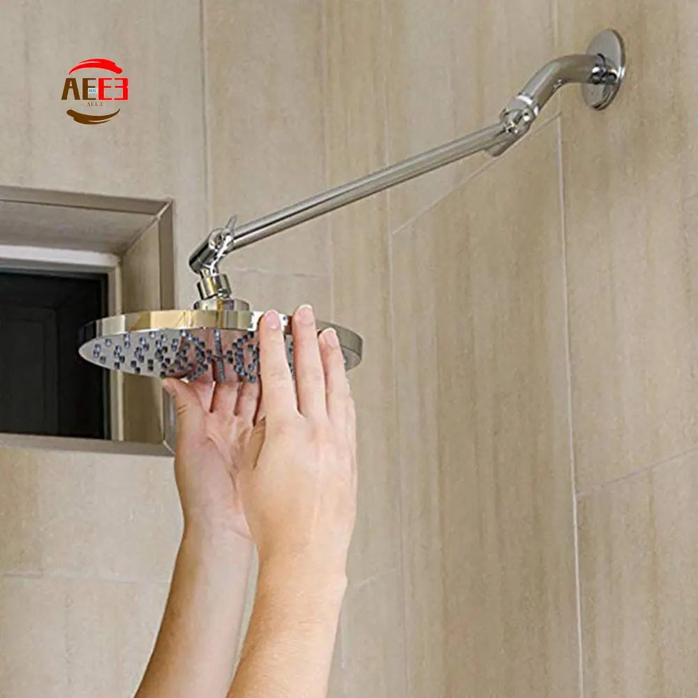 AEE3-Adjustable Shower Arm Extension By, Brass Shower Head Extension Arm With High Polished Chrome Finish 11+ Inch