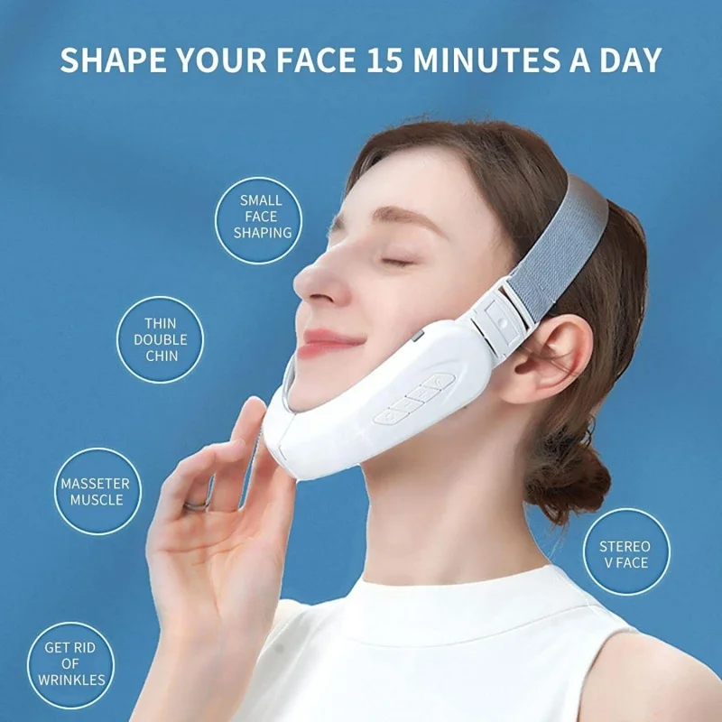 Duplo Chin Redutor com luz azul, V-Face Shaping Beauty Belt, elevação inteligente e Firming Massager