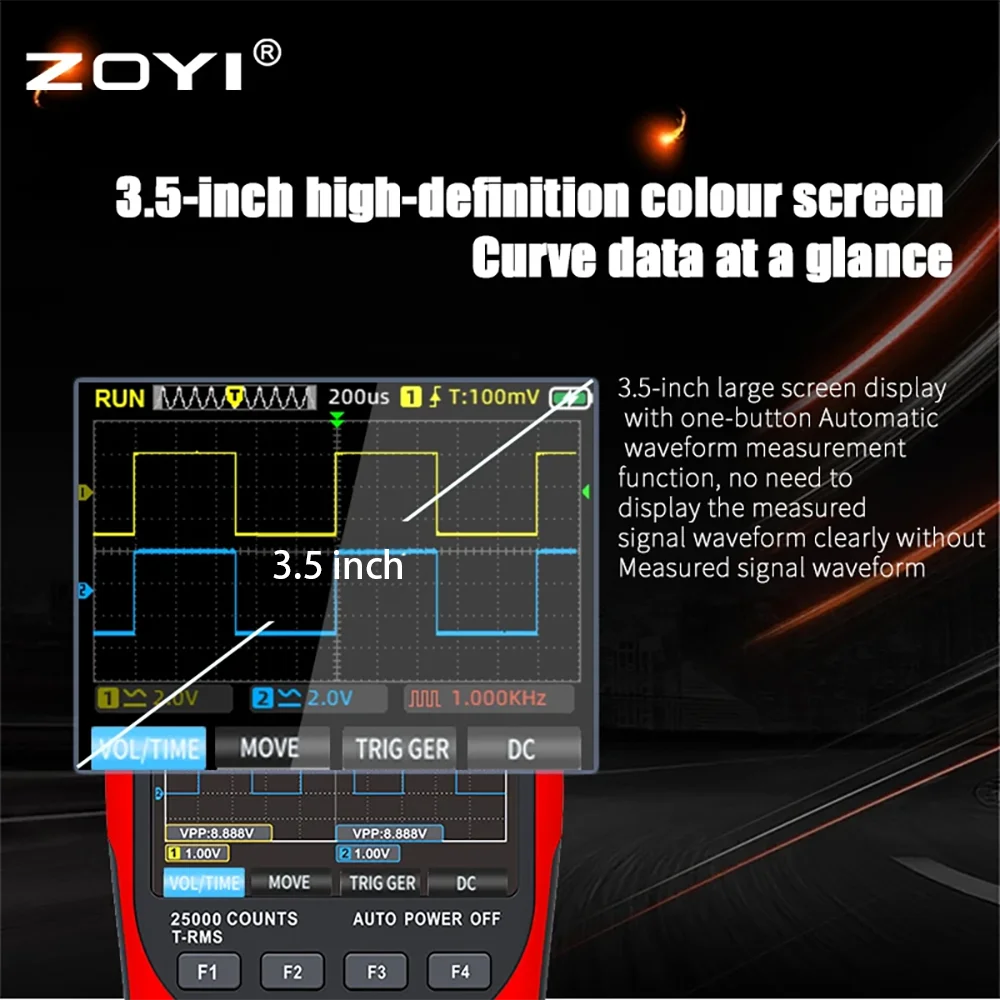 ZOYI Dual-Channel Oscilloscope ZT-703S Multifunction Multimeter Signal Generator 3-in-1 High Precision