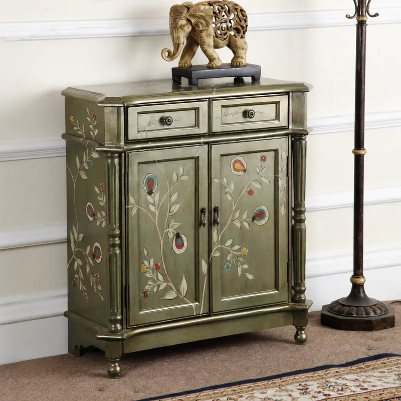 French Style Porch Cabinet Foyer Entryway Storage Painted Furniture Screen Partition Living Room Decor