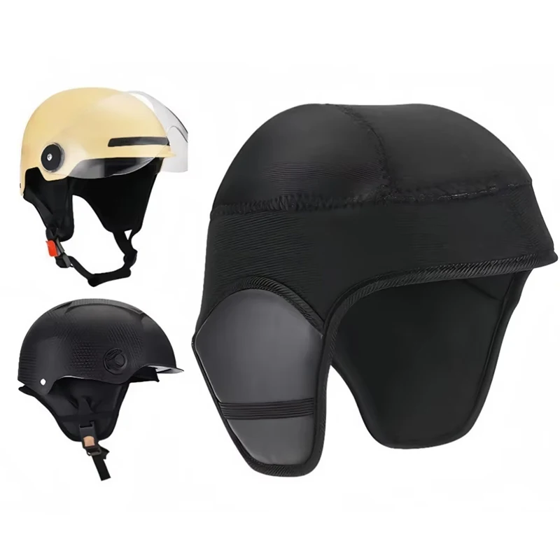 #1PC Electric Vehicle Helmet Winter Lining Thickened Head Cover Windproof And Warm Fleece-lined Helmet Pad
