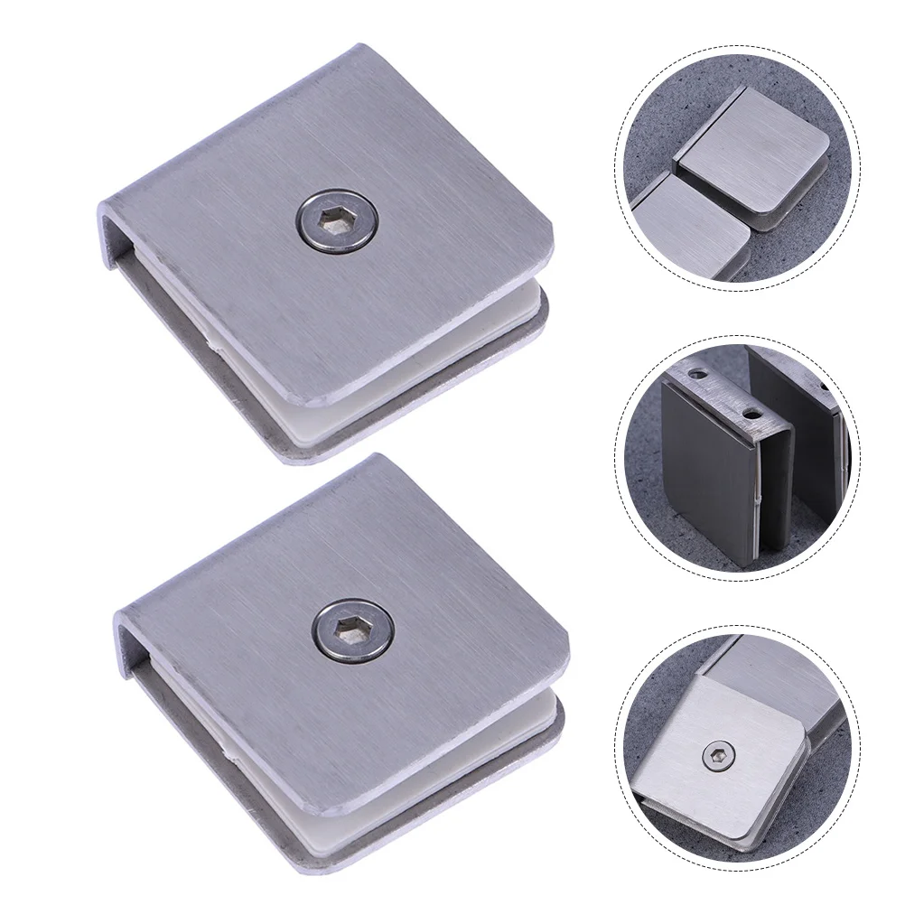 

2pcs Stainless Steel Glass Clips Support Clip For Cabinet Mirror Shower Glass Shelf Bracket Clamp Metal Shelf Clips
