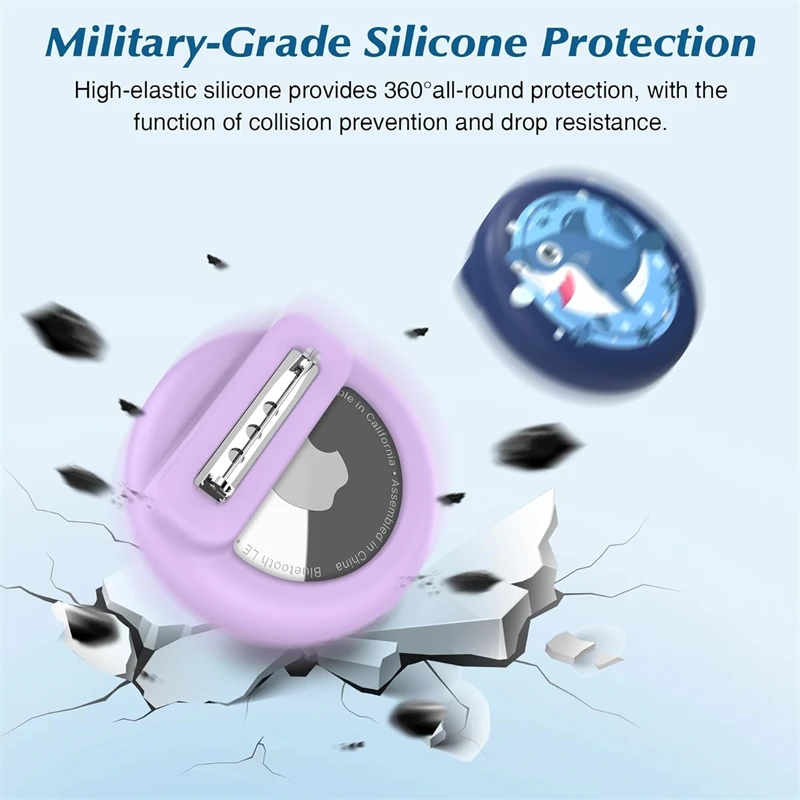 Hidden Silicone Safety Pin Holder Case for Apple Airtag Air Tags GPS Tracker Cute Cover for Children Kids Clothes Shoe Backpack view 3