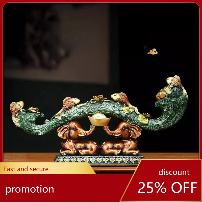 CZ   Copper Ornament Elephant Ingot Chinese Style Entryway Decorative Ornament Home Decoration Housewarming Gift