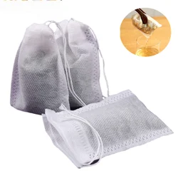 Bolsas de té desechables con papel de filtro, bolsitas vacías con sello de cuerda, para hierbas y té suelto, 100 unids/lote