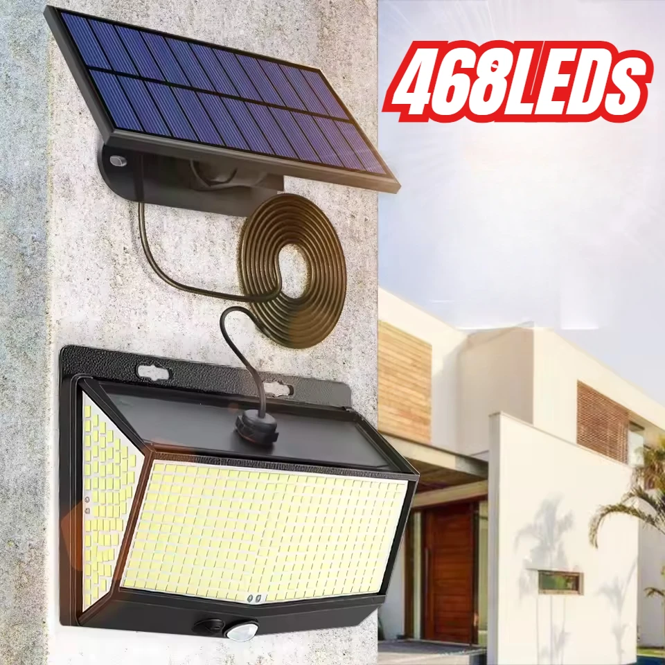 

468 LED Super Bright Outdoor Solar Lamp Waterproof 3 Modes Motion Sensor Human Induction Solar Garden Light Yard Garage Lights