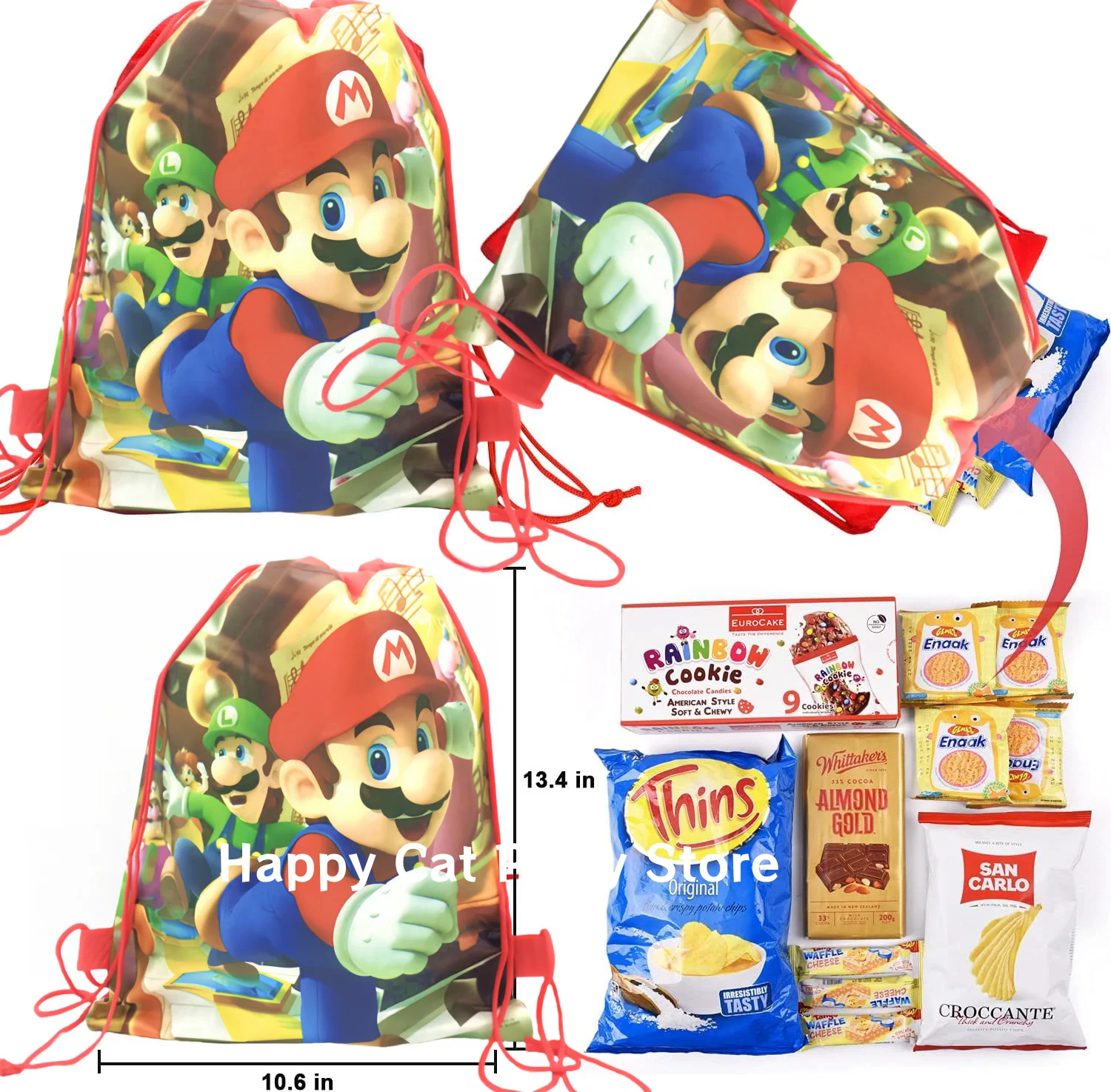 Super Mario Bros Drawstring Bag Mario Non-woven Bundle Pocket Storage Travel Bag Storage Cloth Shopping Bag Backpack Boys Gifts