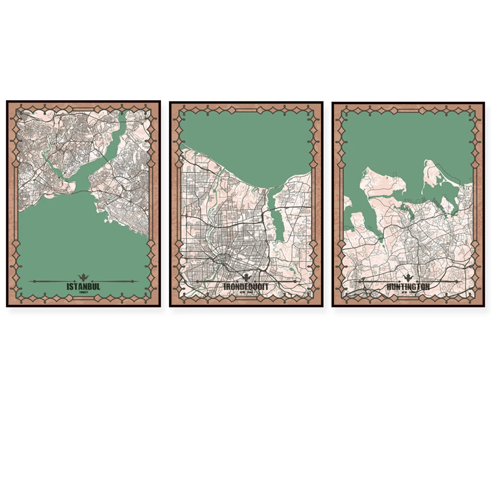 Fishkill, Nova York, Henrietta, Grande Ilha, Haverstraw, Quito, Fortaleza, Fukuoka, Estambul, Hannover mapa pôster impressão em tela