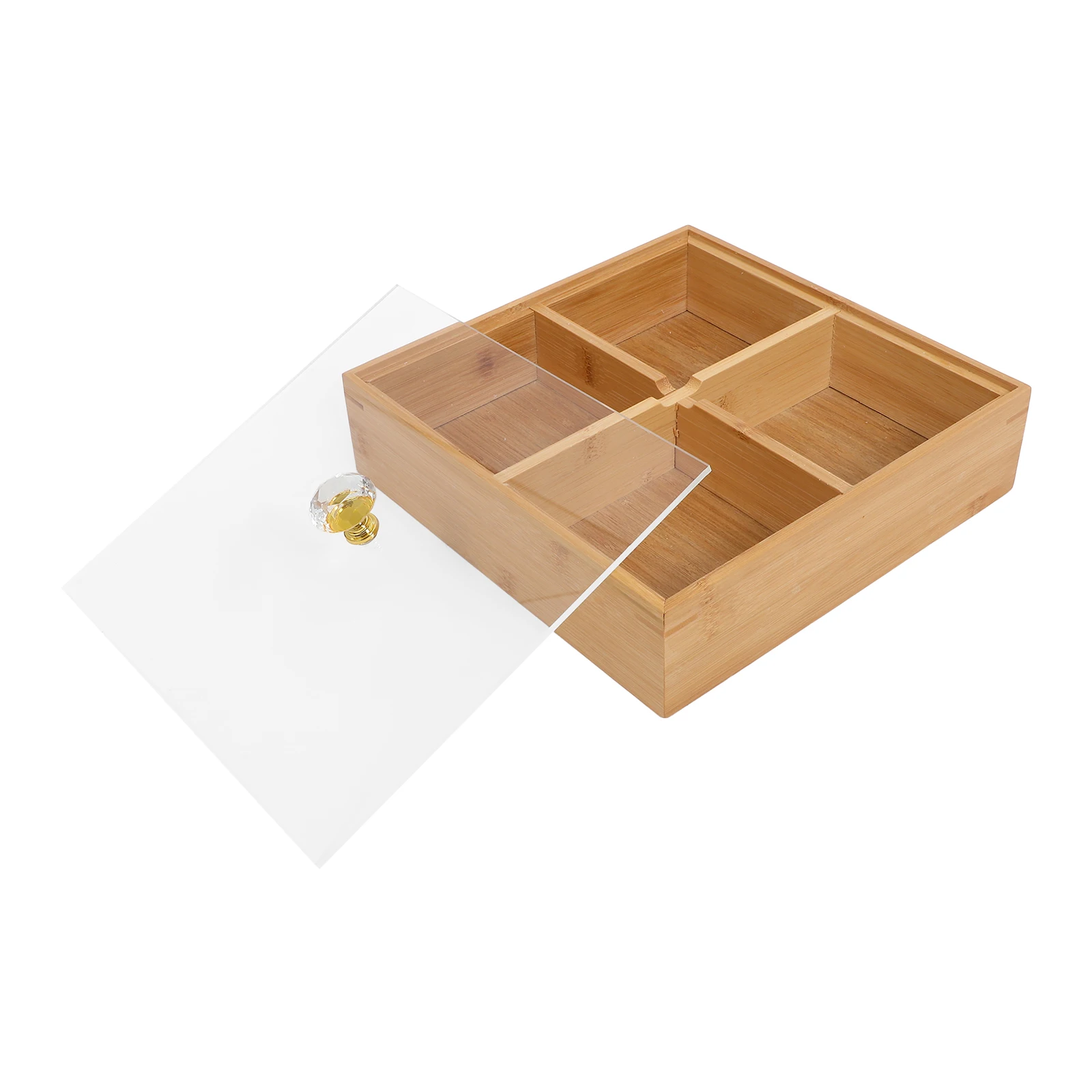 

Four-grid Snack Box Bamboo Serving Tray Dessert Compartmentalized Trays Roasted Nuts Food Make Tea