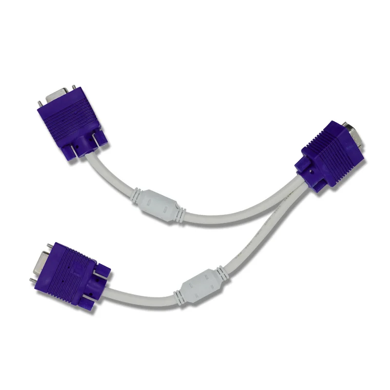 Cable divisor RGB VGA SVGA macho a 2 VGA dos HDB15 hembra, adaptador de extensión con núcleo VGA, convertidor de conector