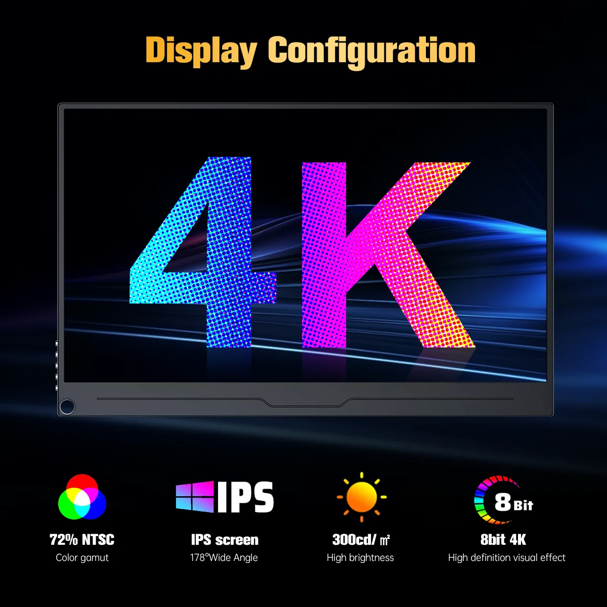 Portable Second Display 15.6 Inch 3840*2160 IPSMonitor 60Hz Refresh Speed Compatible HDMI Type-C Laptop Mac PC Switch PS5 IPhone