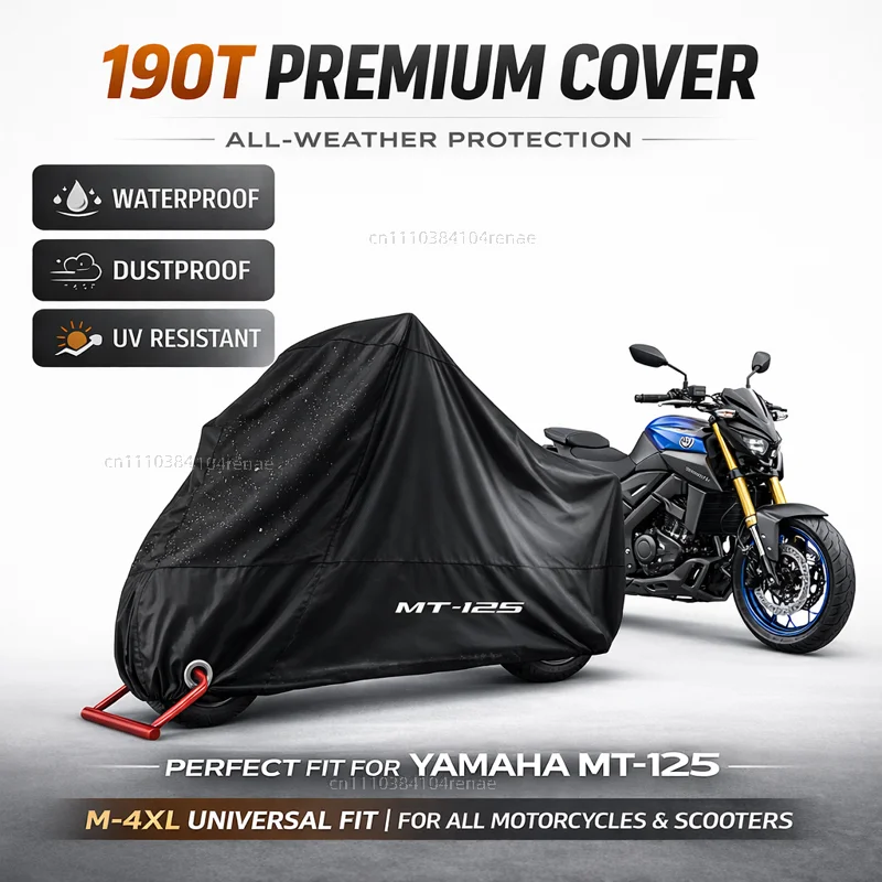 

For Yamaha MT-125 MT125 MT 125 2015-2021 190T Motorcycle Cover Waterproof Dustproof UV Protection All Season
