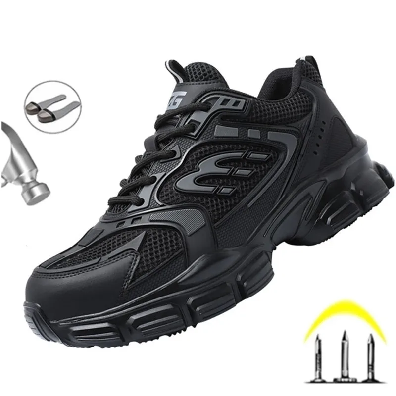 Fashion New Men labor protection shoes sneakers steel toe cap anti-smashing and anti-piercing male safety work boots