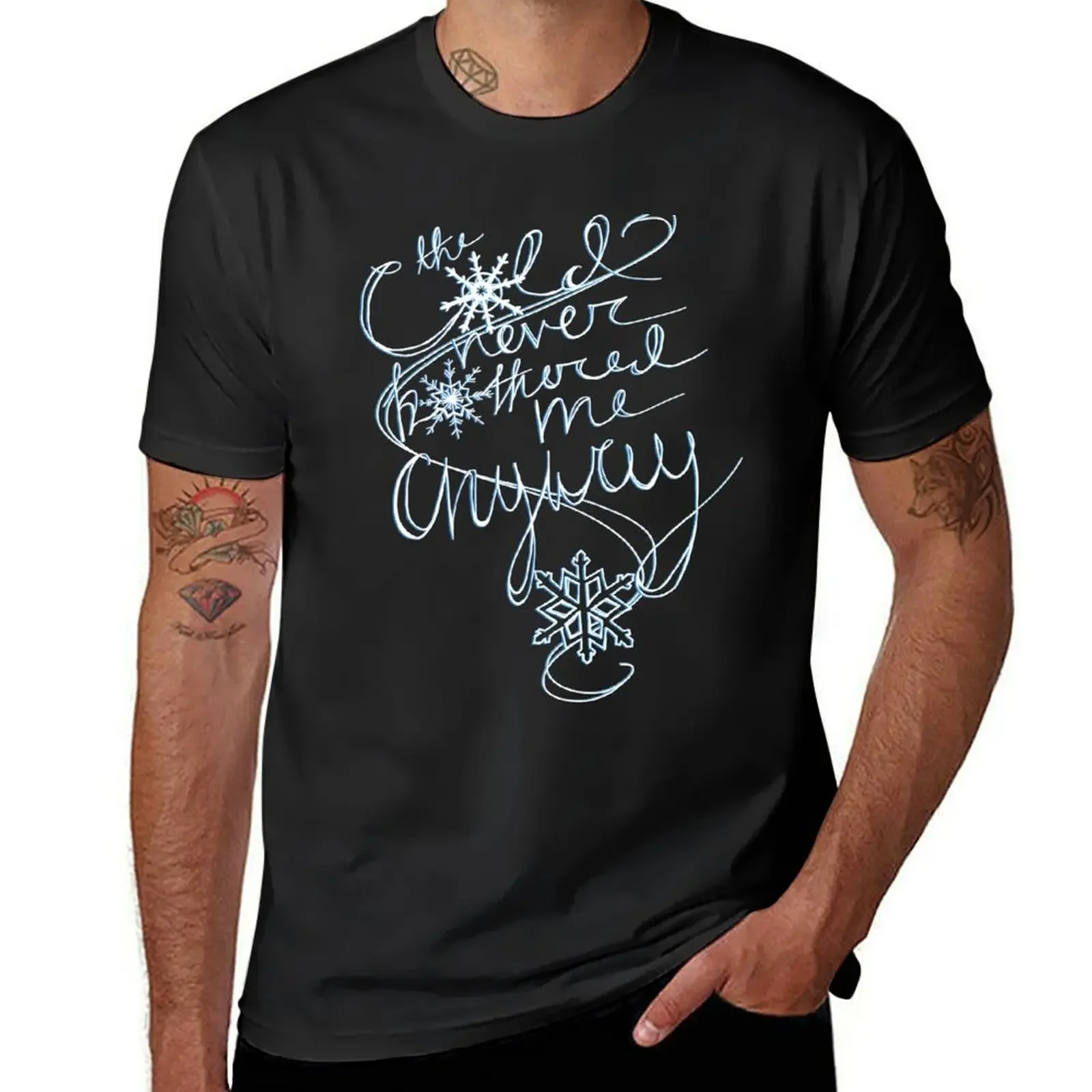 

The Cold Never Bothered Me Anyway (Blue) T-Shirt man clothes shirts graphic tees mens plain t shirts