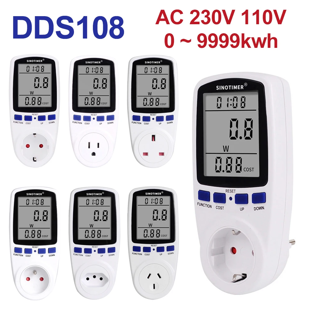 Digital Wattmeter AC 230V 110V Power Meter Electricy Consumption Energy Meter EU/US/UK Plug Power Electricity Analyzer Monitor