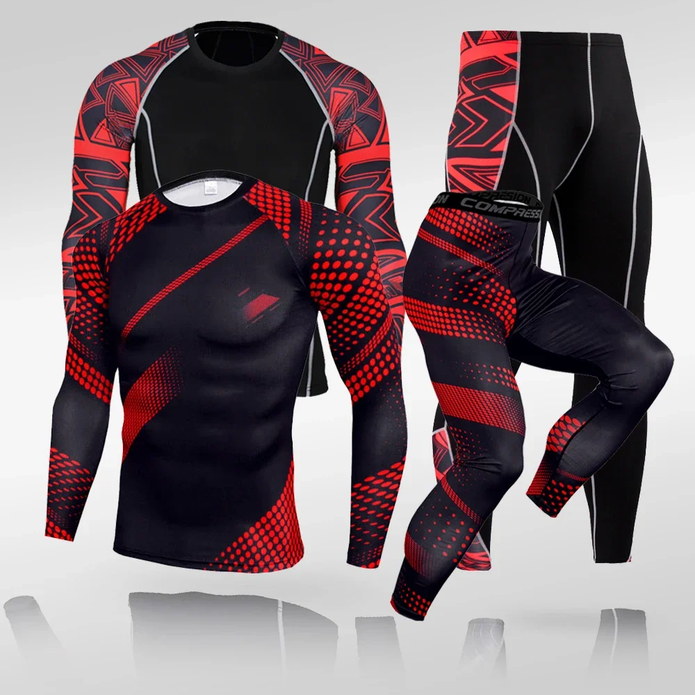 Combinaison de sport à Compression pour hommes, vêtements de gymnastique collants, vêtements d'entraînement, Jogging, ensemble