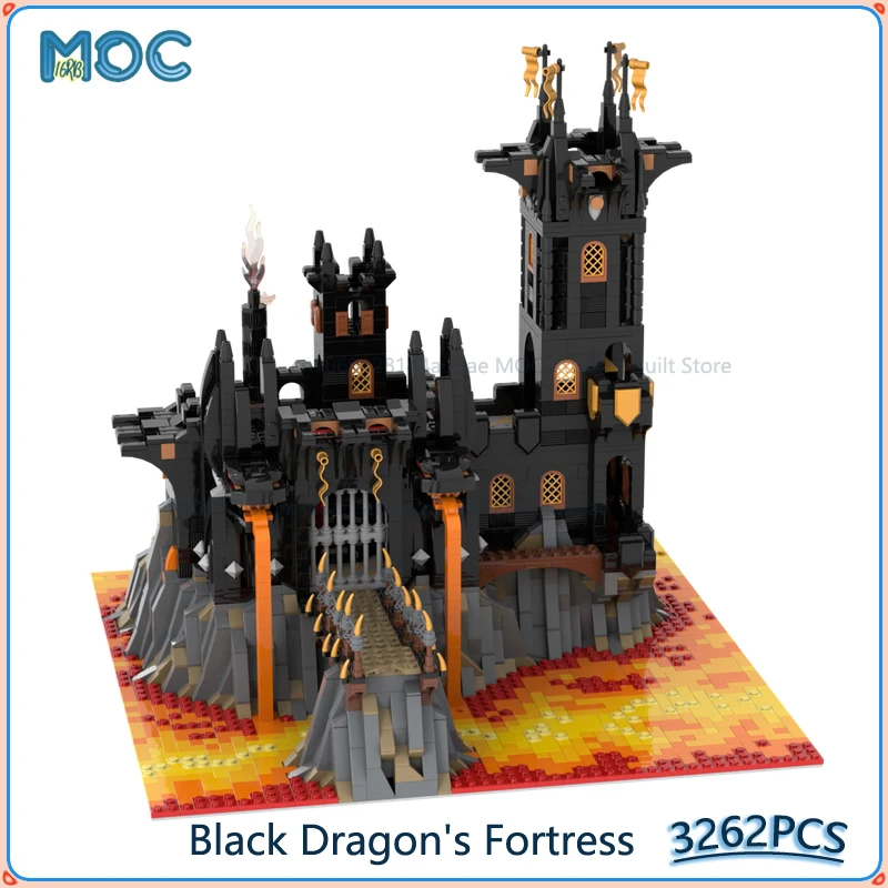 黒龍の要塞 悪の城モデル MOC ビルディングブロック DIY 組み立てレンガコレクションディスプレイ クリスマスおもちゃギフト 3262 個