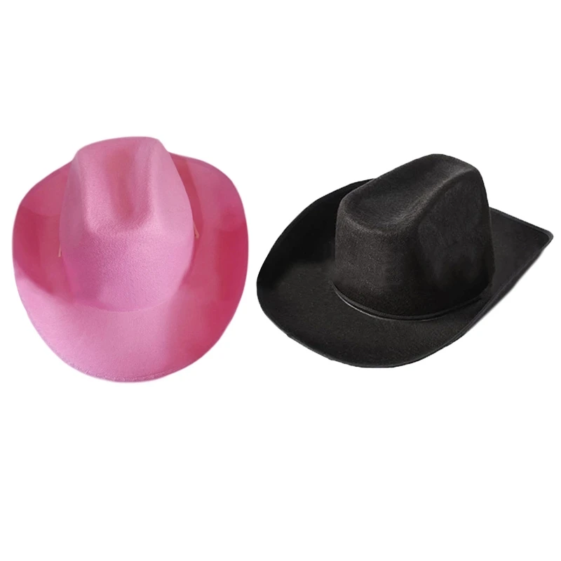 Unisex Retro Cowboy Hat Western Large Brim Hat Hats Fedora Felt Cowboy Hat