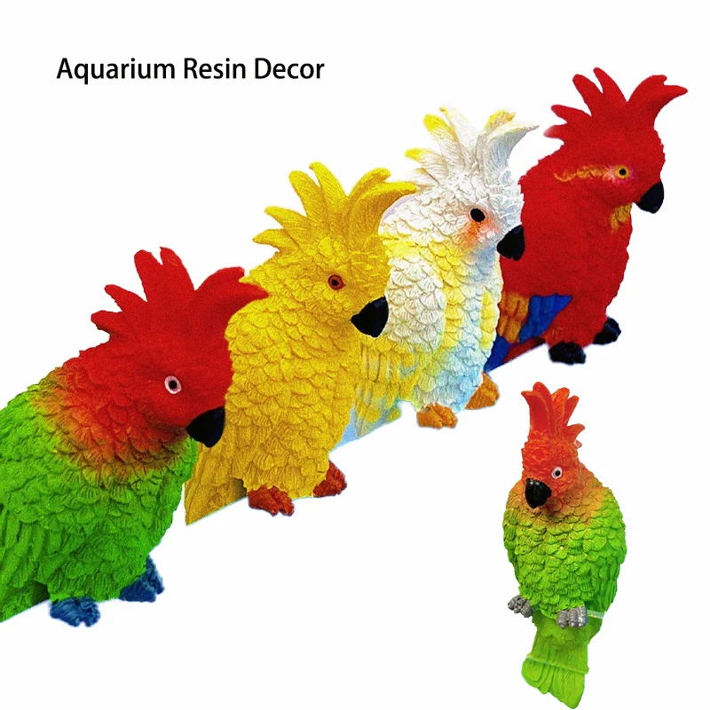 

Resin Artificial Parrot Decoration Aquarium Decor Simulated Birds For Fish Tank Resin Ornaments Fish Tank Background Beautiful