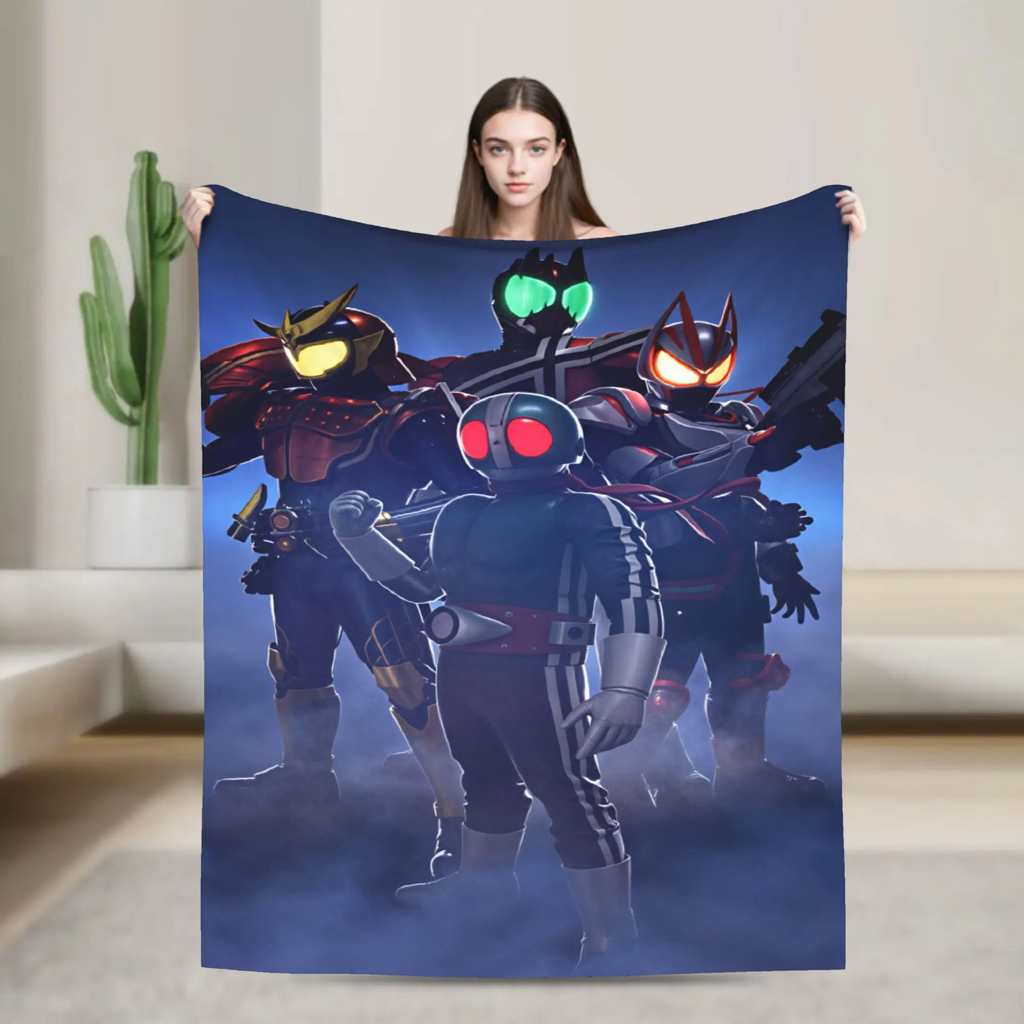Kamen Riders Warm Soft Blanket  Students Plush Throw Blanket Funny Living Room Flannel Bedspread Sofa Bed Cover