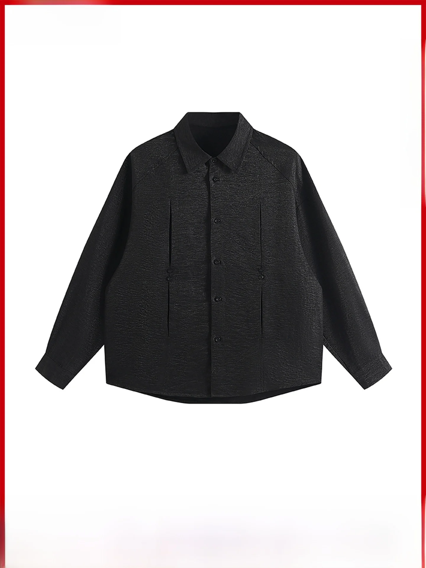 GPstudio Chinese Style Long Sleeve Shirt Men's Design High-End Commute White Shirt Pleated Button Texture Loose Fit Autumn Wear