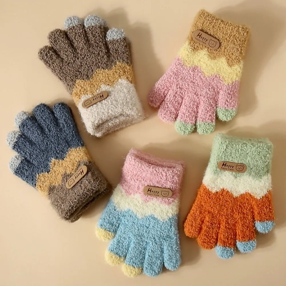 

Милые вязаные перчатки с героями мультфильмов, морозостойкие теплые шерстяные перчатки с пальцами, детские перчатки с плюшевым мишкой для детей 2-5 лет