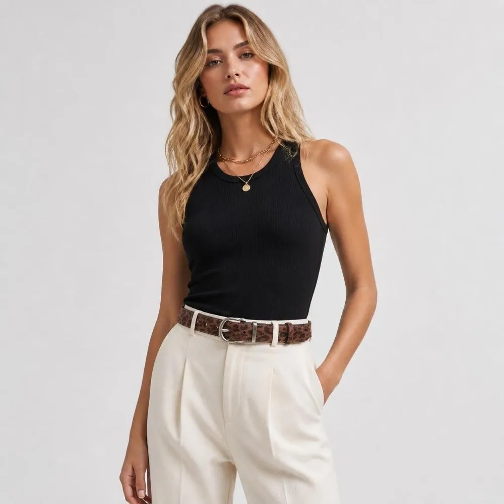 Retro Leopard Print Waist Belt Gold/Silver Buckle Adjustable Fashion Belt Needle Buckle Women's Belt Jeans Dresses