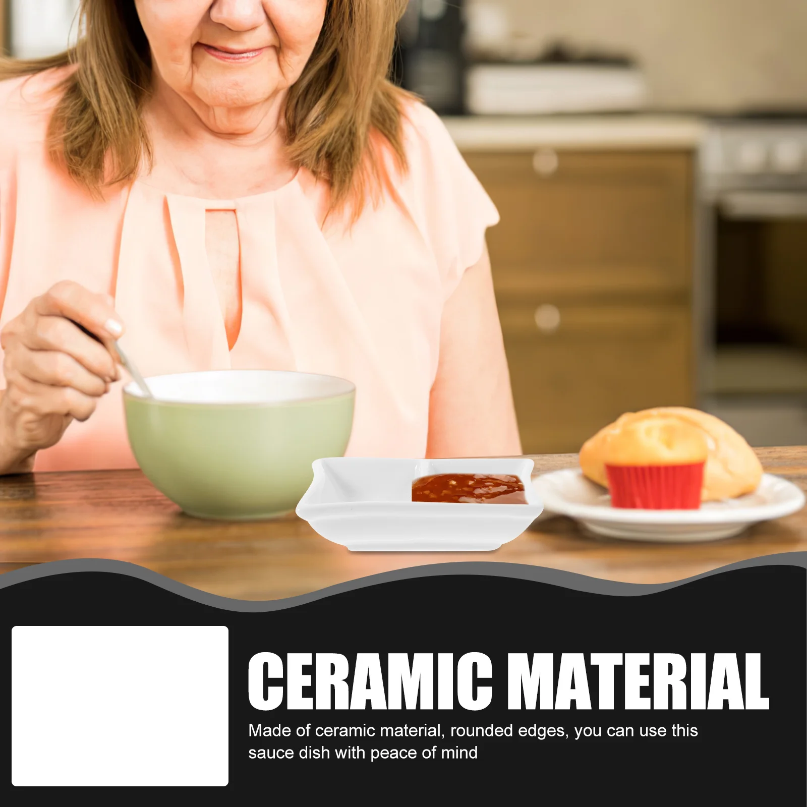 

6Pcs Ceramic Dipping Bowls Small Plates Set for Oil Sugar Vinegar Seasonings Thanksgiving Housewarming Gift Soy Sauce Dish