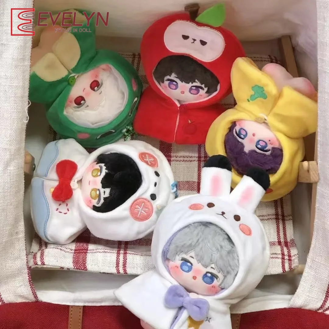 Evelyn 10cm amor e espaço profundo roupas de boneca dos desenhos animados algodão brinquedo de pelúcia macacão roupas plushies manto boneca acessórios presente de natal