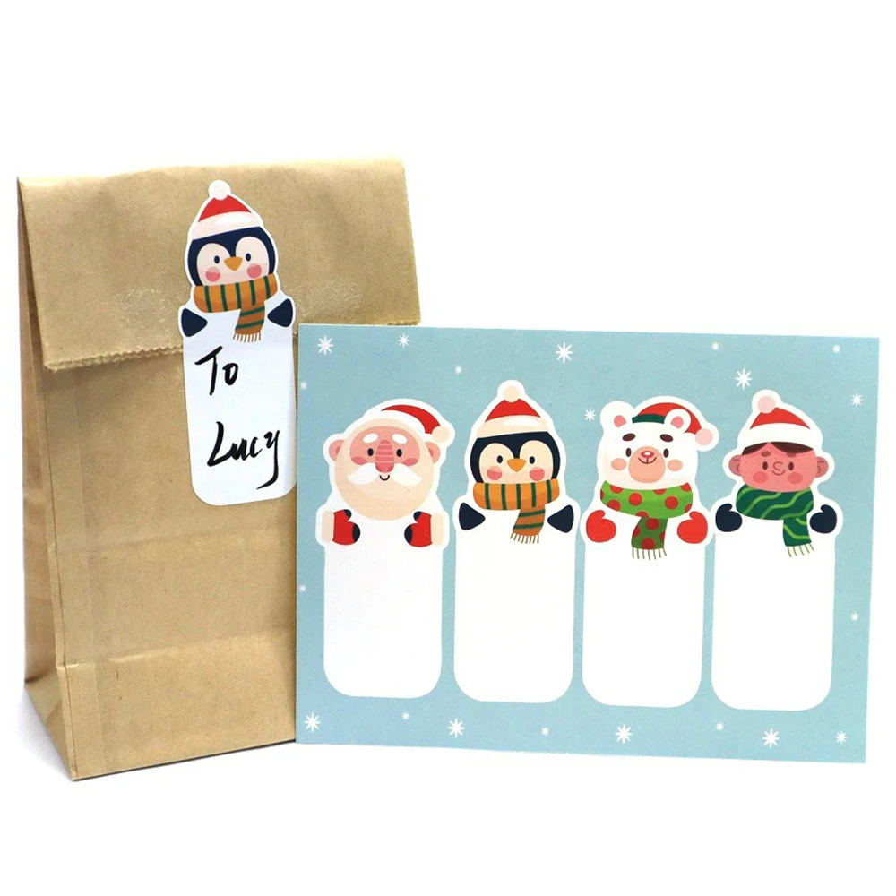 20-80Pcs New Pattern Cartoon Cute Merry Christmas Stickers 7*2.5CM Labels For Gift Decorative Package Wrapping Gift Box