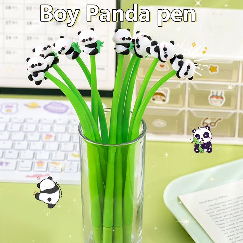 Pena Gel Panda lucu kartun Kawaii 0.5mm tinta hitam pena netral anak-anak alat tulis sekolah perlengkapan kantor pena tanda tangan
