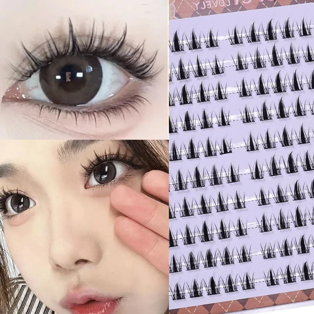 Soft Matte Fiber Self-Adhesive Sectioned Lash Clusters Kit 10 Rows Glue-Free 3D Manga Natural DIY Eye Makeup Lashes