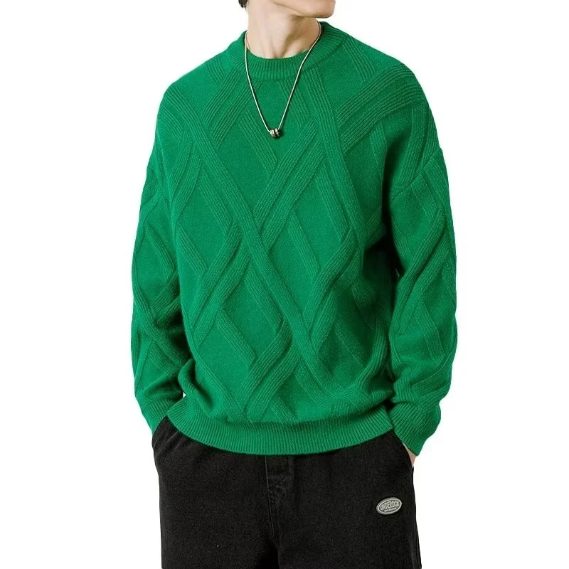 

Вязаный свитер Thiened для мальчиков-подростков, теплый базовый слой, однотонная верхняя одежда, модная одежда из пряжи для пар, прямой крой, S...