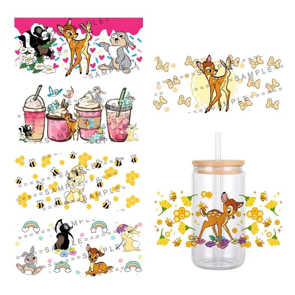 Disney Bambi Pattern UV DTF Transfer Sticker, Waterproof Transfers Decals for 16oz Glass Cup Wrap Stickers