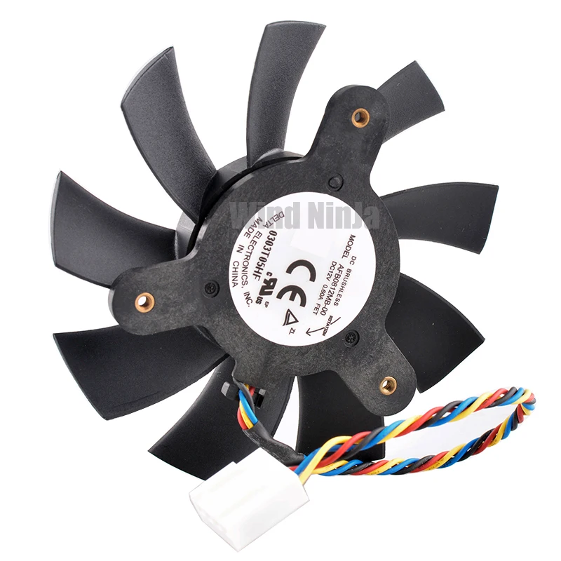 

AFB0812MB-00 75mm diameter hole spacing 43mm DC12V 0.60A 4pin dual ball bearing cooling fan for integrated CPU graphics card