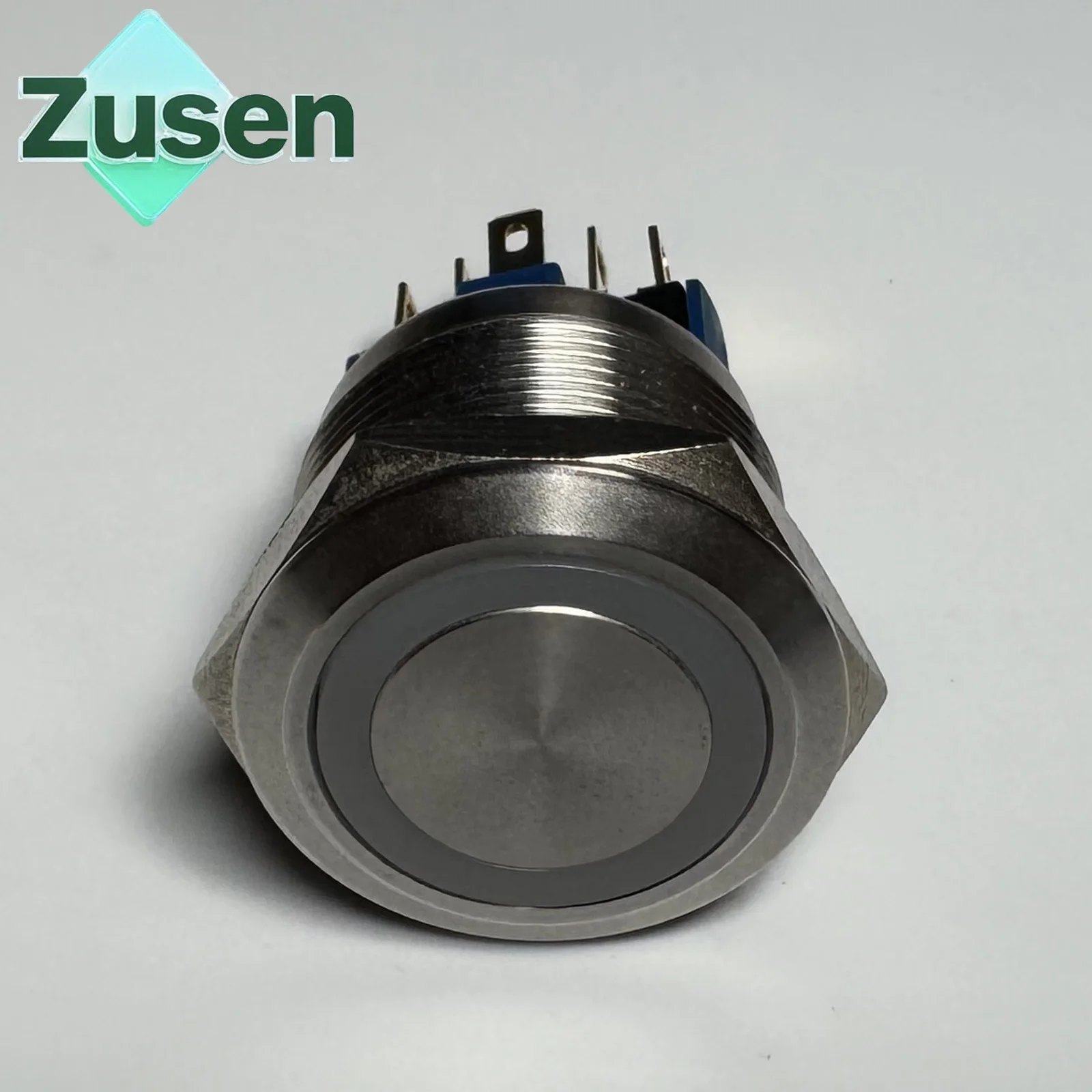 Zusen 22mm Ring Led Illuminated Stainless Steel Push Button Switch 1NO1NC IP65 6V 12V 24V 220V