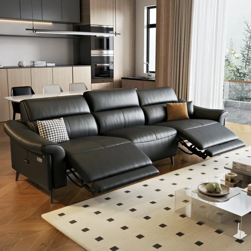 

Электрические диваны из натуральной кожи для гостиной, черный роскошный современный диван, итальянский дизайнер, мебель для квартиры Divani Da Soggiorno