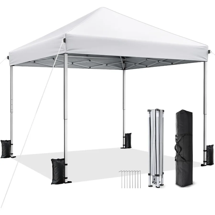 10x10 Pop Up Canopy Tent with Central Hub Quick Lock, Waterproof UPF50+ Instant Shelter for Market, Party, Backyard & Vendor Booth