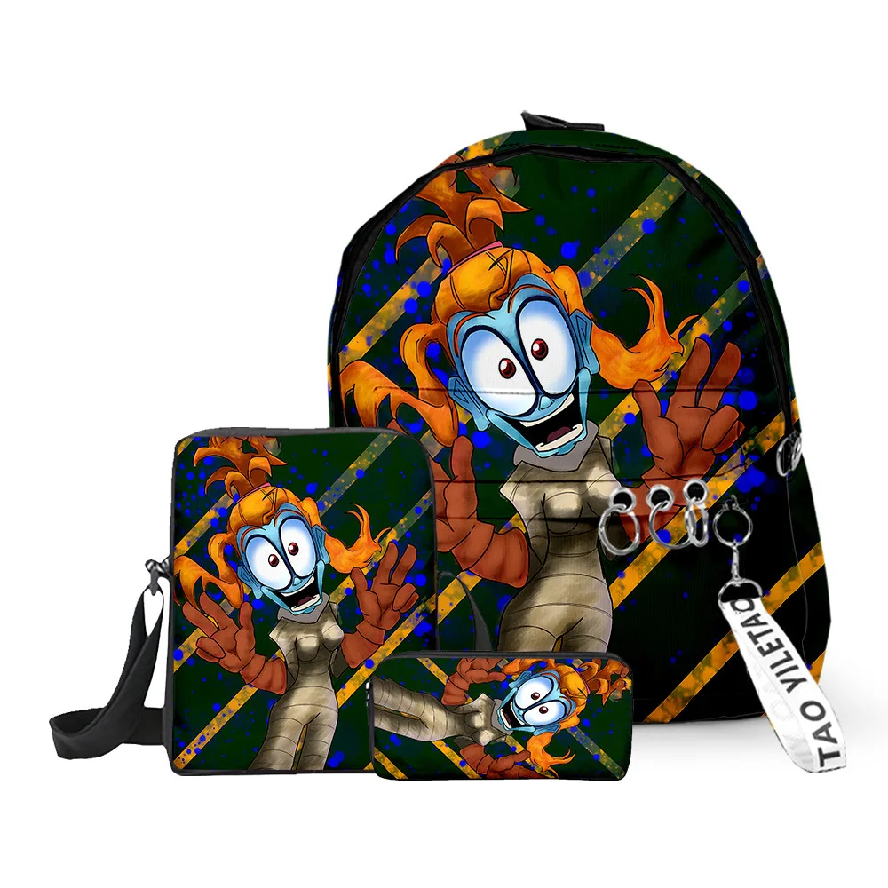 

Набор из 3 предметов: рюкзак, сумка через плечо и пенал с 3D-принтом «Мультяшный молодежный Газлайт-дистрик» для школьников и путешественников