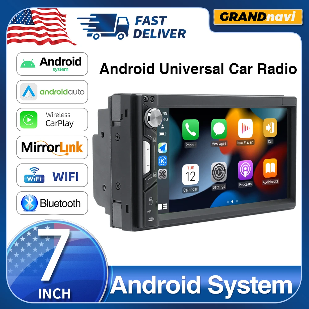 GRANDnavi 2din Android Car Radio Multimedia Video Player carplay Navigation Touch Screen android auto For Toyota Nissan Hyundai