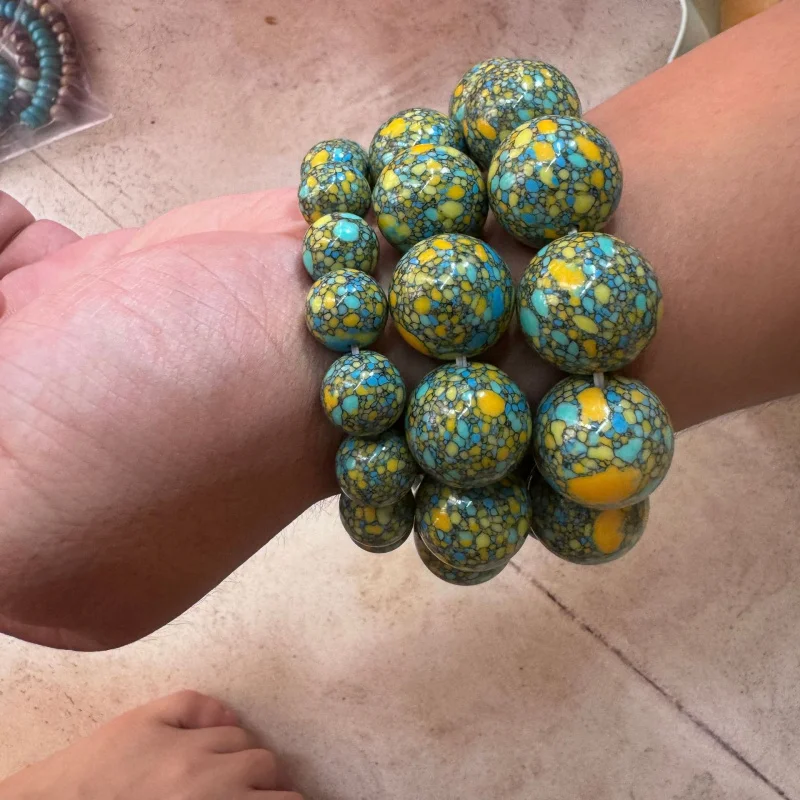 

Бирюзовый браслет Sancai с тремя тибетскими сокровищами, элегантный мужской браслет