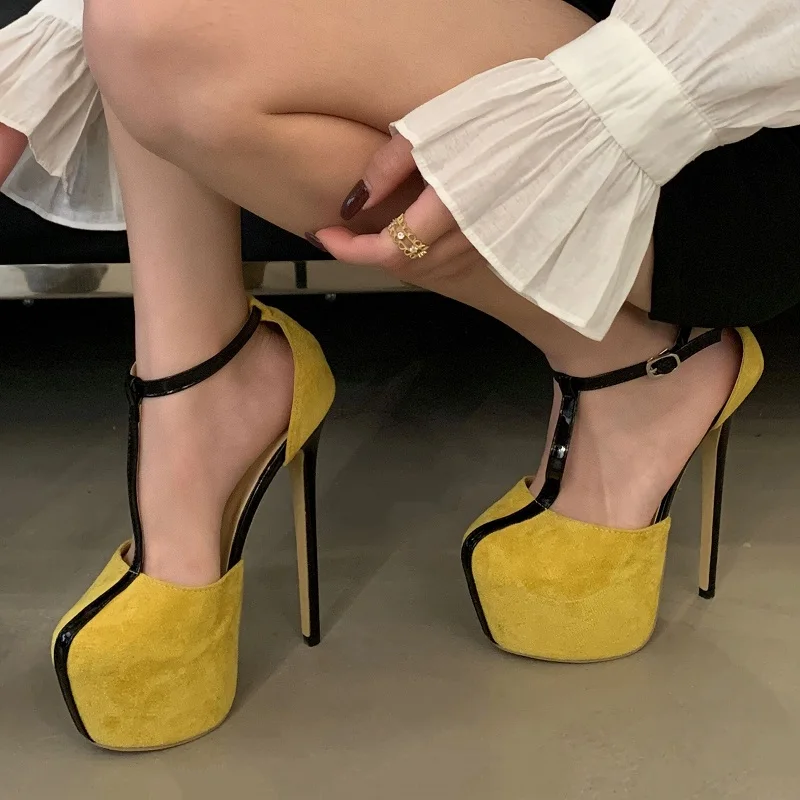 

Eilyken уличный стиль, женские туфли-лодочки на очень тонком высоком каблуке, пикантные туфли для выпускного вечера, модные сандалии на платформе с пряжкой и ремешком