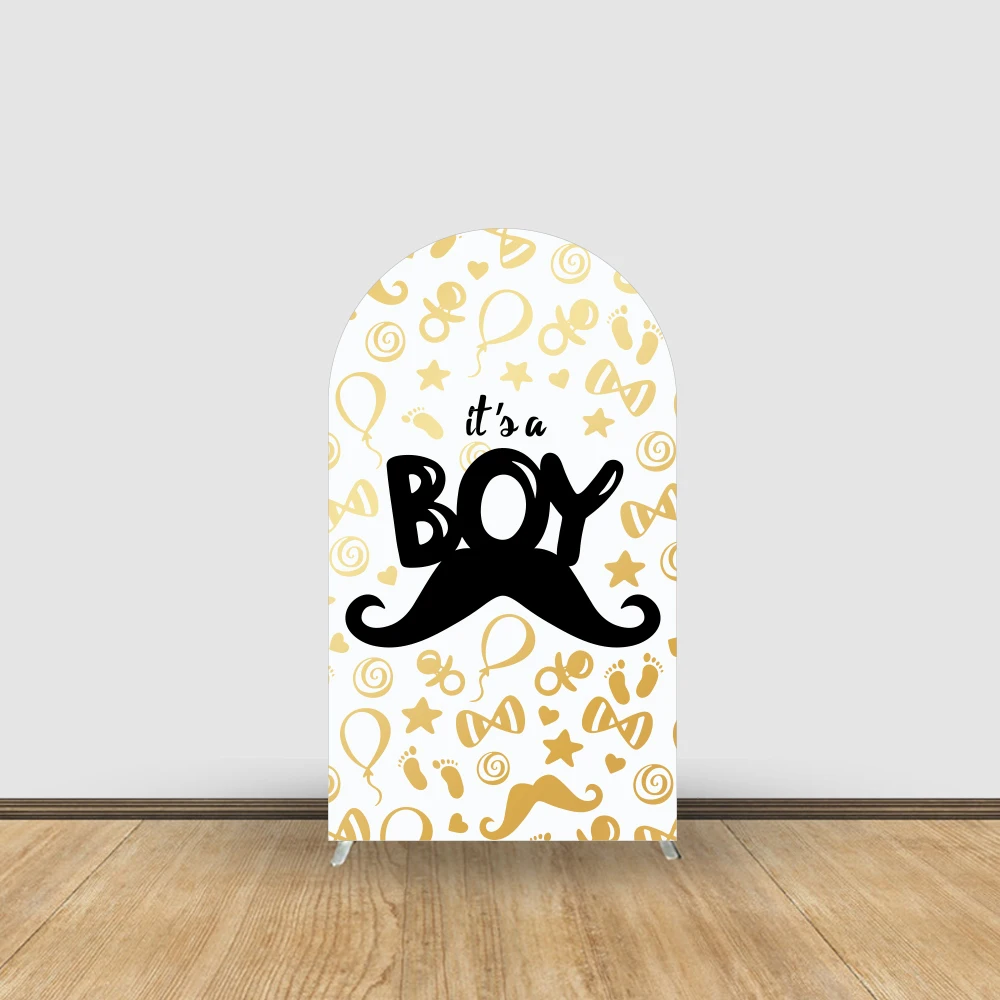 Black&Gold Baby Shower Theme Arch Backdrop Cover Boys Gender Reveal Party Decorations Background Photography Props-Customizable