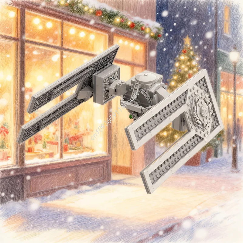 329pcs MOC Star Battle TIE D Automated Starfighter Droid Model Building Blocks Architecture Festival Gifts Toys Education Brick