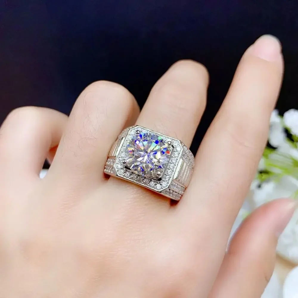 5ct Moissanite Men's Ring 925 Silver Beautiful Firecolour Diamond Substitute luxury wedding rings for couples